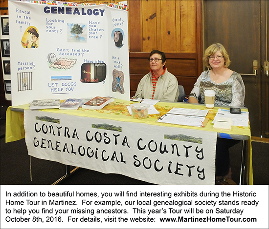 The 2015 booth of the Contra Costa County Genealogical Society during the Martinez Home Tour.